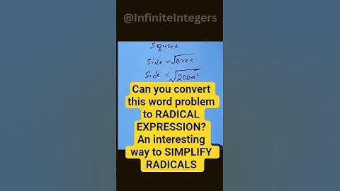 How to do simplifying radicals -Word Problem Application #radicals#simplifyradicals#wordproblems