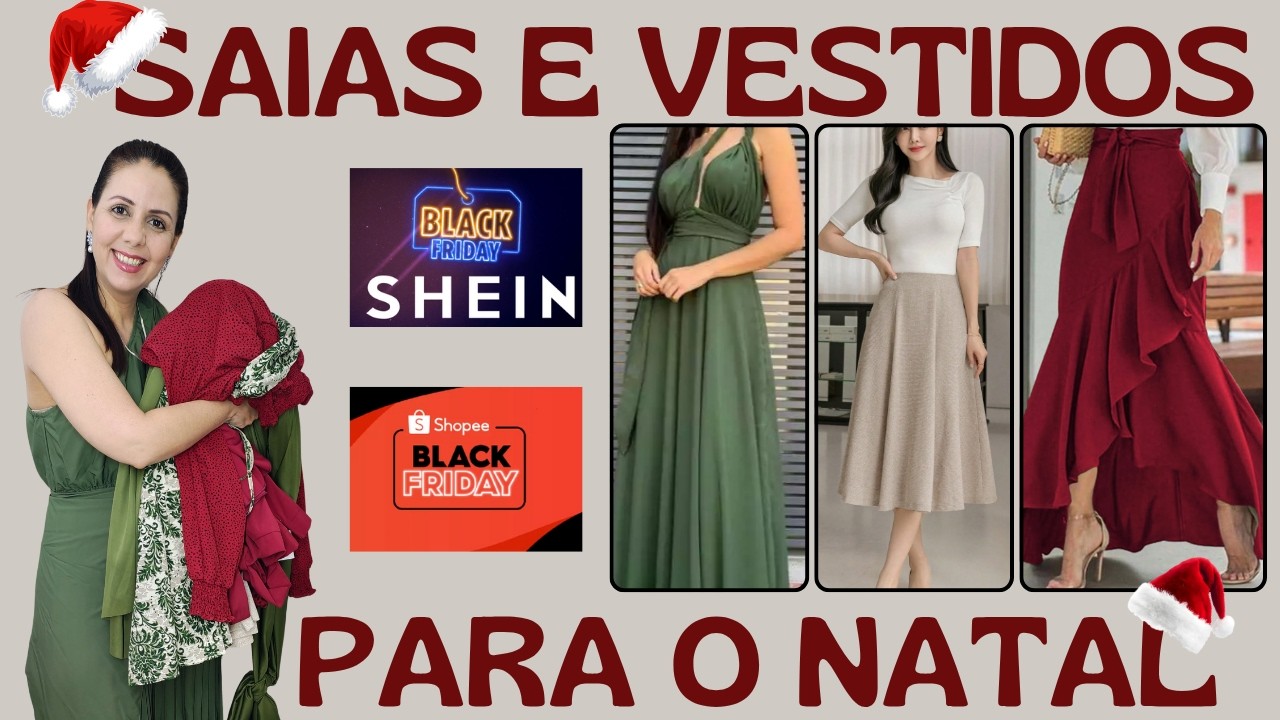 Melhores ACHADINHOS de VESTIDOS e SAIAS da SHEIN e SHOPEE / Roupas p/o NATAL