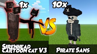 Cartoon cat V3(Sirenhead) VS Pirate sans(AMAZING BATTLE)