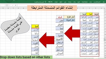 عمل قائمة منسدلة معتمدة علي قائمة منسدلة أخري أو منبثقه منها و إنشاء القوائم المنسدلة المترابطة