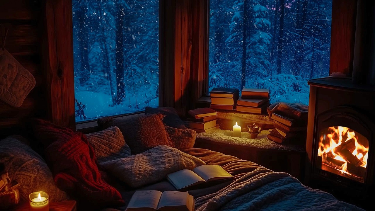 Shelter Ambience for Deep Sleep - Fireplace and Blizzard Sounds for Relax, Rest, Healing