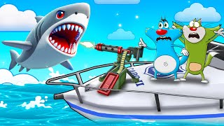 Roblox Oggy Almost Killed By Giant Shark In Sharkbite 2