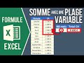 Excel  faire une somme  partir dune plage de cellules variable formules somme  decaler