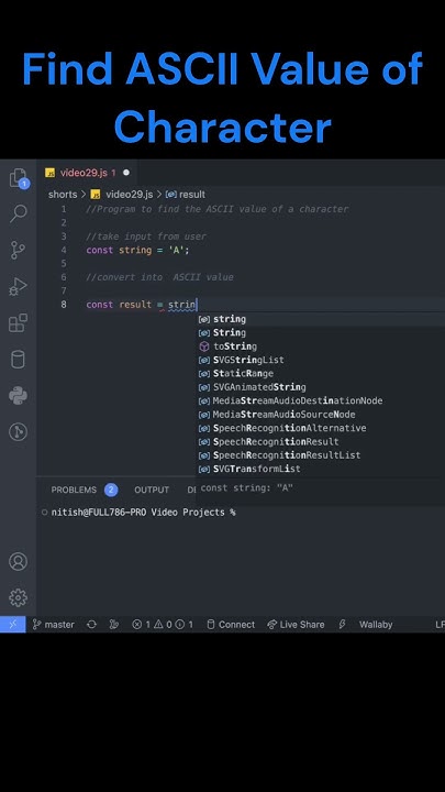 JavaScript Program to Find ASCII Value of Character #codesecret # ...