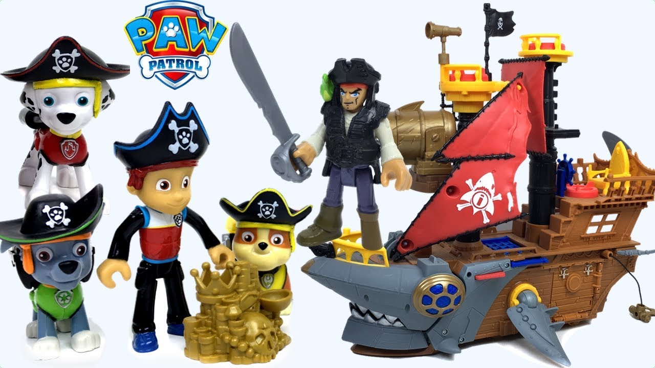 PATRULLA CANINA CACHORROS PIRATES CON RIDER RUBBLE CHASE MARSHALL Y ROCKY -  PAW PATROL PIRATE PUPS 