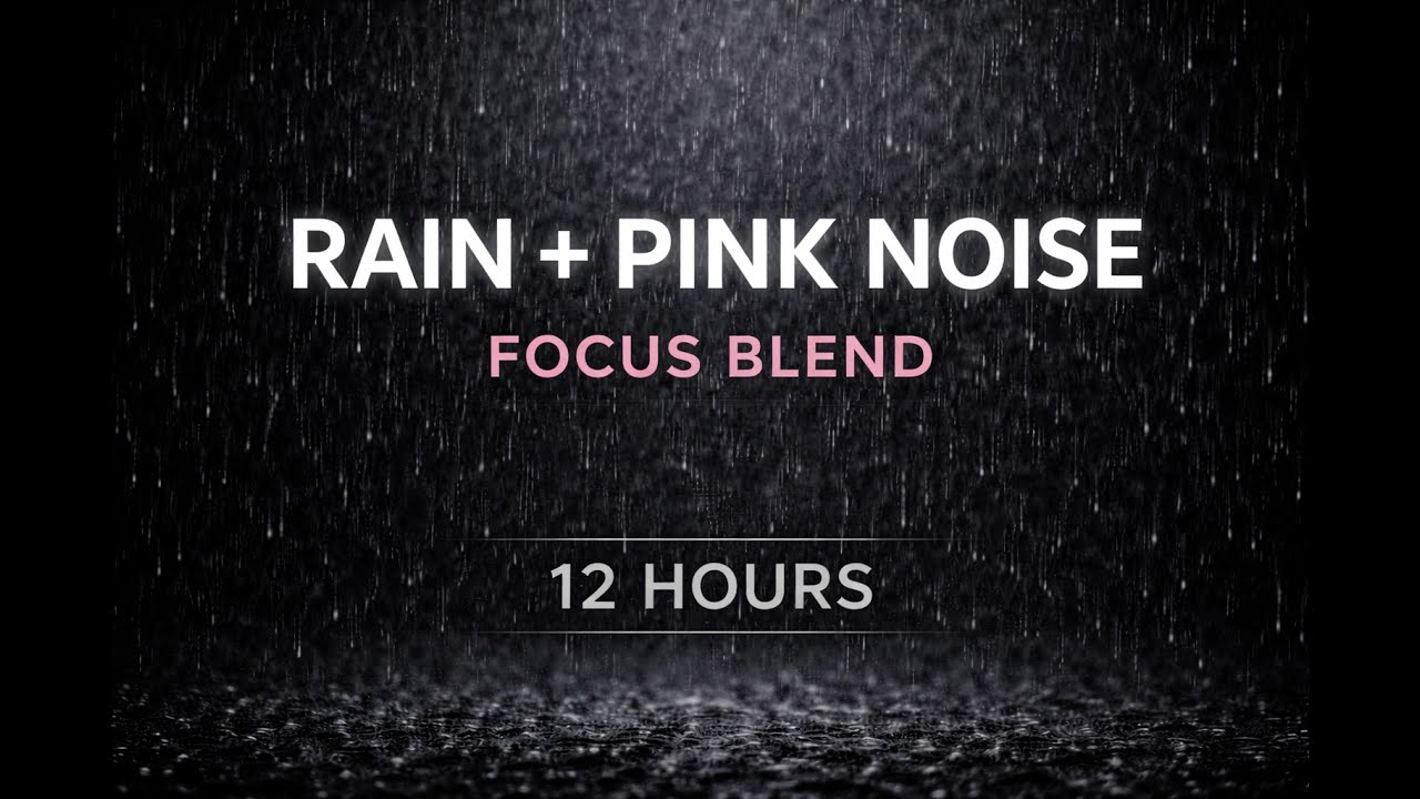 Black Screen Rain + Pink Noise (Low) | Focus • Study (11:59:30)