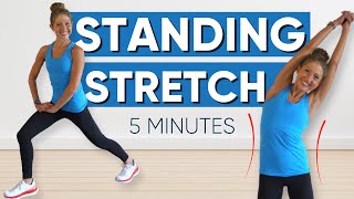 5 Minutes Standing Stretch Exercise (QUICK + EASY) !!