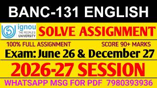 BANC 131 Solved Assignment 2026-27 English, BANC 131 Solved Assignment 2026, BANC-131 Assignment