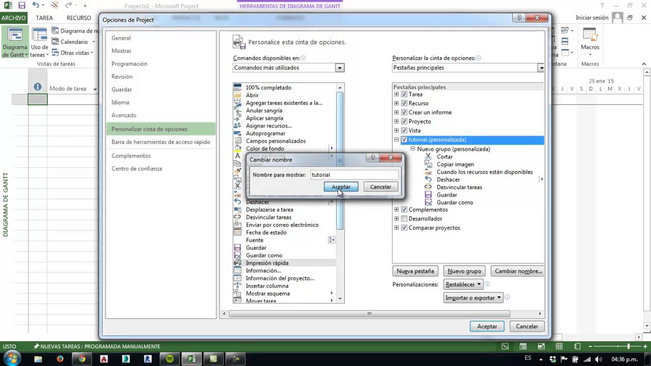 project 2013 tutorial en español:1 configuración y primeros pasos - YouTube