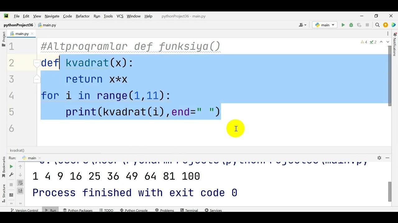Python dilində Altproqramlar-funksiyalar def - YouTube
