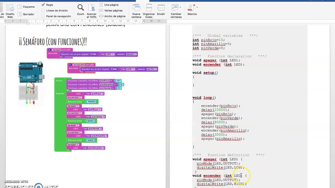 Visualino Visualino Repaso Practica 1 3 Semaforo con funciones - YouTube