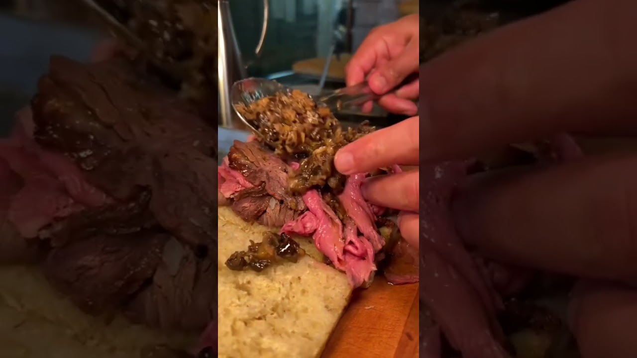 The PORCINI RUBBED PRIME RIB FOCACCIA SANDWICH from Porchetta Shop in Charleston SC! 🔥 #DEVOURPOWER