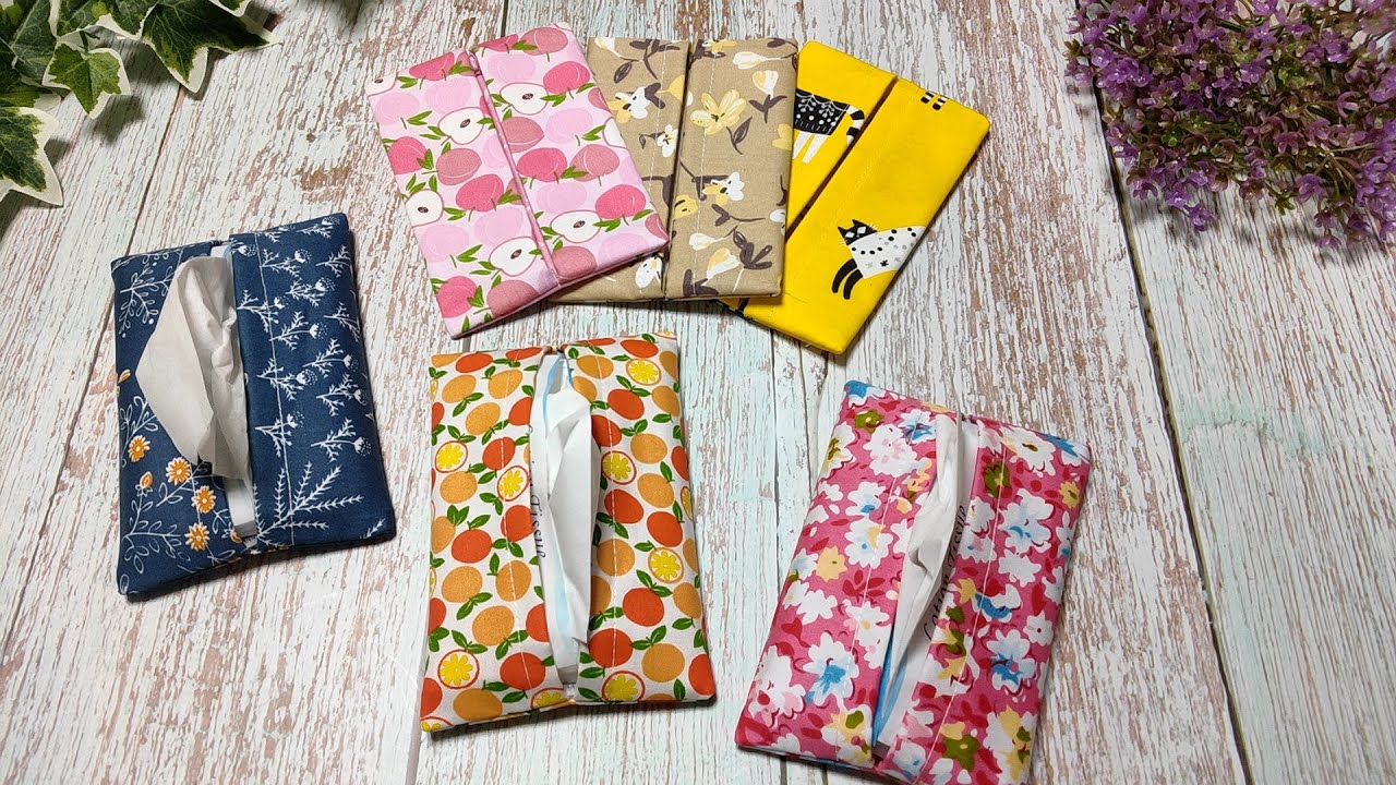 ポケットティッシュケースの作り方【ハギレを有効活用】 - YouTube