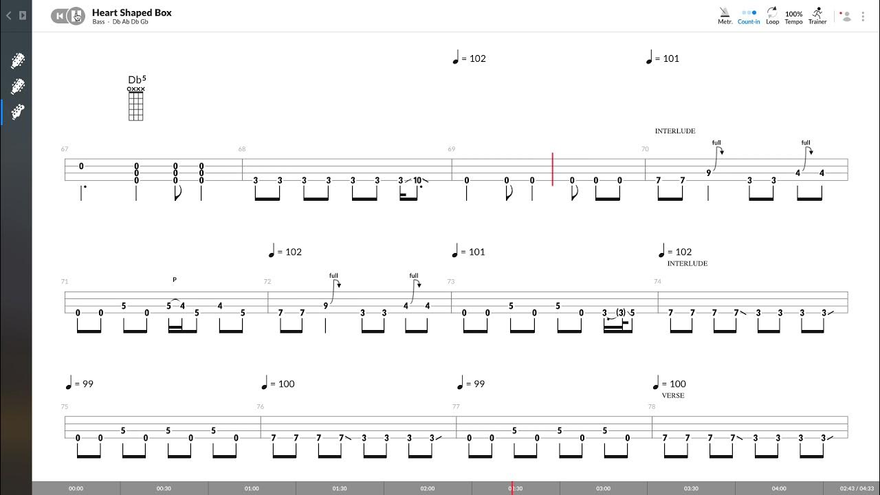 Heart Shaped Box Bass Sheet Music