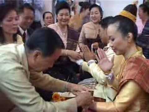 LAOS - Lao Wedding Pt. 4 / 12 ( Tying Knot Ceremon...