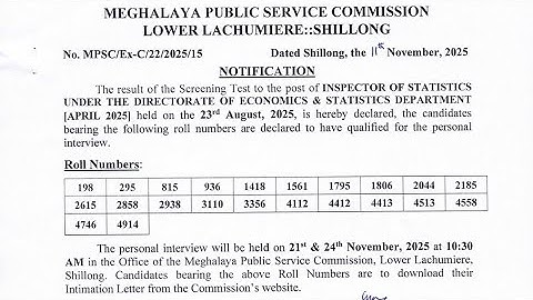 RESULT OF INSPECTOR OF STATISTUCS 2025