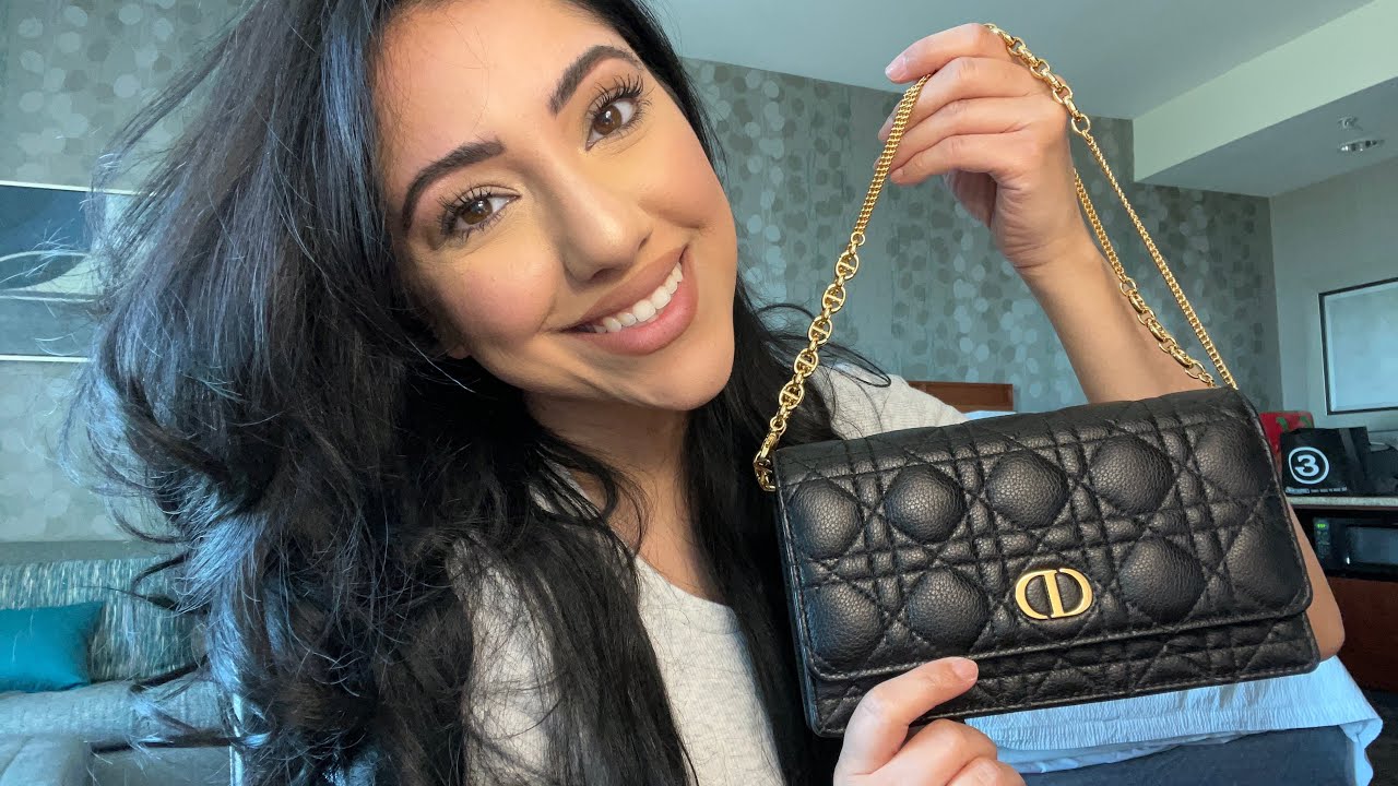 Dior Caro Colle Noire Clutch with Chain