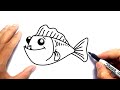 L for Fish | How to draw a fish from letter L step by step