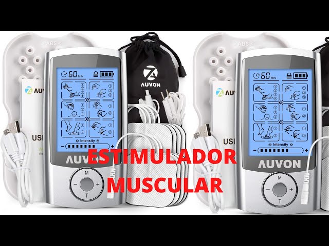 AUVON Máquina estimuladora muscular EMS de 4 salidas TENS para terapia de  alivio del dolor con 24 modos, masajeador de pulso eléctrico, almohadillas