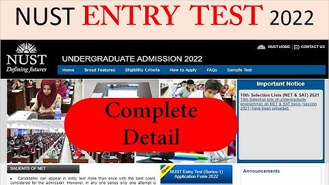 NUST Entry Test 2022 | NUST Admission 2022 |  NET Online Registration 2022