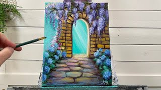 How To Paint FLOWERS and Garden ARCHWAY ~ EASY TUTORIAL FOR BEGINNERS