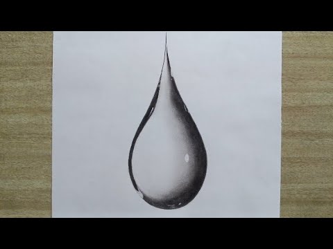 3D Water Drop Drawing | How To Draw a Drop of Water | water drop realistic drawing