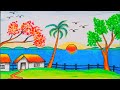 কিভাবে অল্প সময়ে একটি গ্রামের দৃশ্য আঁকবো।How to draw a village scene in a short time step by step.