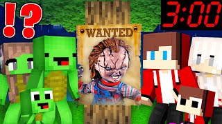 Scary CHUCKY is WANTED by JJ and Mikey Family At Night - in Minecraft Maizen!
