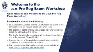 2025 Pre-registration Examination Workshop