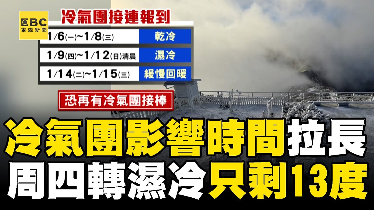 冷氣團接力報到「周四轉濕冷」恐只剩13度！ 受「負北極震盪影響」鄭明典：冷氣團影響時間拉長@newsebc