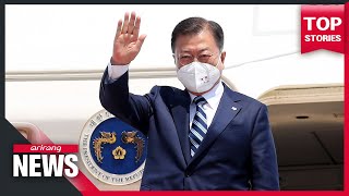 President Moon arrives in Washington ahead of summit with Biden