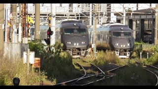 JR九州　787系　 特急きりしま14号 鹿児島中央駅～宮崎駅6014M     すれ違い　787系 特急きりしま11号宮崎駅～鹿児島中央駅 6011M　堅馬場踏切 撮影日2023 10 23