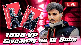 1000VP Free Giveaway on 1k Subscriber |WRITE IGN & Like | Black Blxod Valorant live