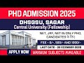 New PhD Admission 2025 | Dr. Hari Singh Gour University | DHSGSU | Central University | Apply Now