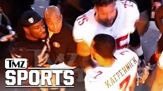 49ers qb colin kaepernick got into a heated exchange with oakland
raiders linebacker sio moore during halftime this weekend ... calling
"bit...