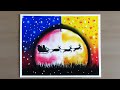 Christmas Drawing - How To Draw Christmas Scenery of Santa Claus in Night and Day