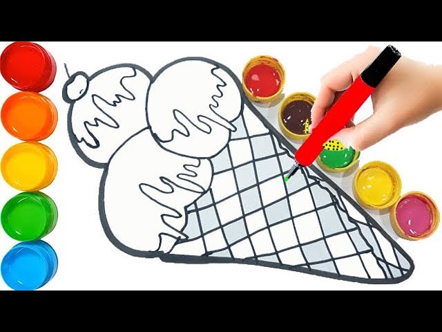 Como desenhar sorvete com lapis de escrever canetões e tinta guache 