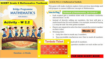Class 8 Maths Bridge Program | W 2.2 | Activity 2 for Week 2 | 8th Class NCERT New Maths Book