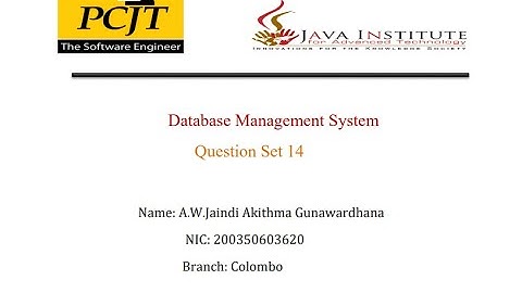 DBMS Question set 14