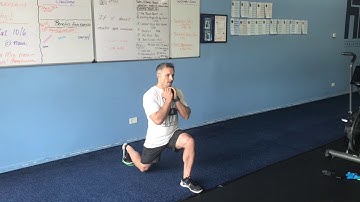 Reverse lunge with slider goblet hold