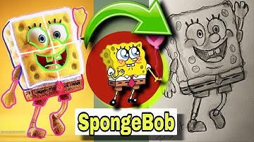 Drawing SpongeBob step by step 🤯😂 easy way #spongebob #drawing #howto #art 