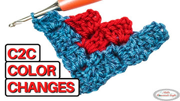 How to CHANGE COLORS in CORNER TO CORNER CROCHET (C2C) - 5 TIPS