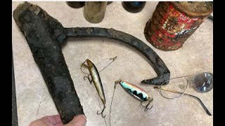HUGE MUSKIE Finding Treasures Snorkeling Logging Peavey Cant Hook Lures Bottles in Peshtigo River
