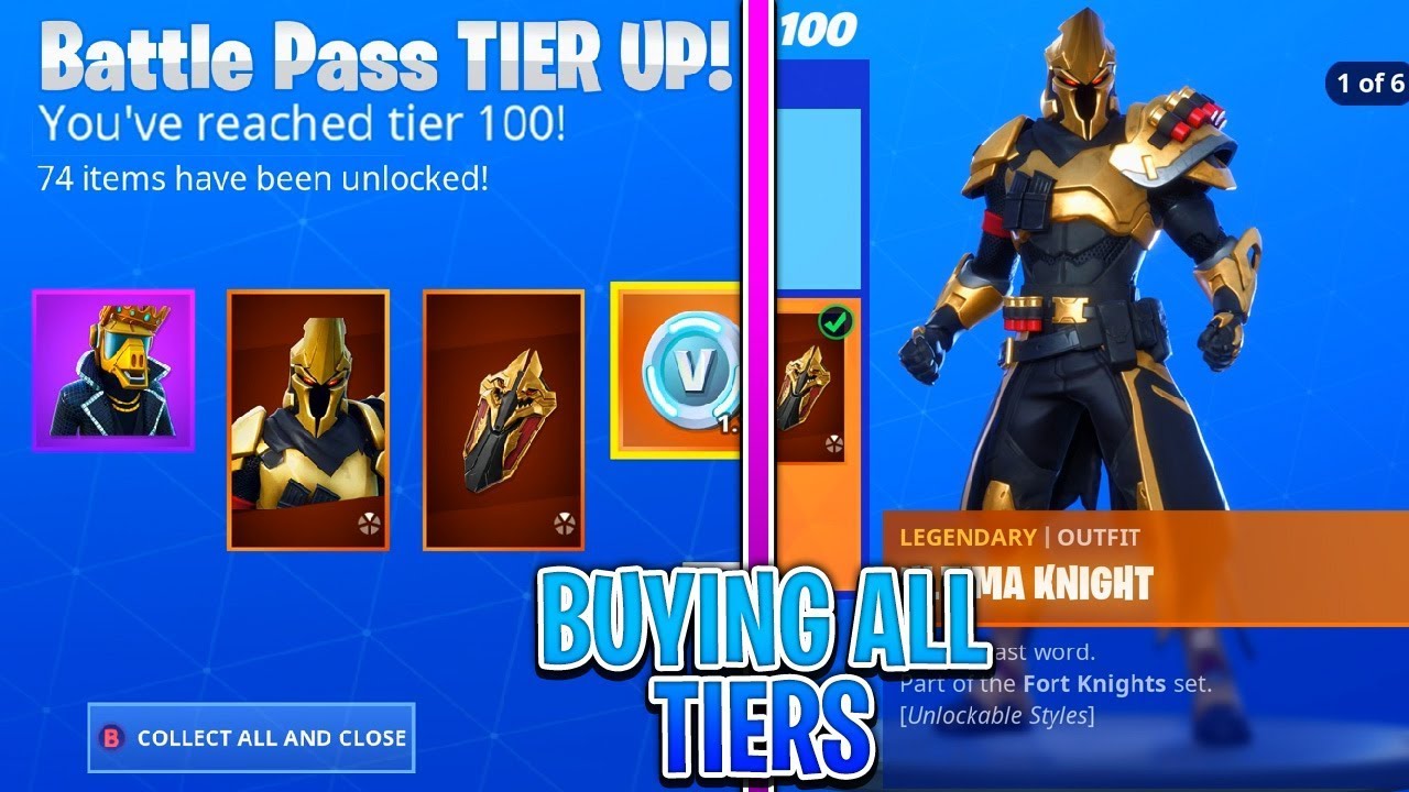 Buying ALL 100 TIERS SEASON X BATTLE PASS in Fortnite Battle Royale