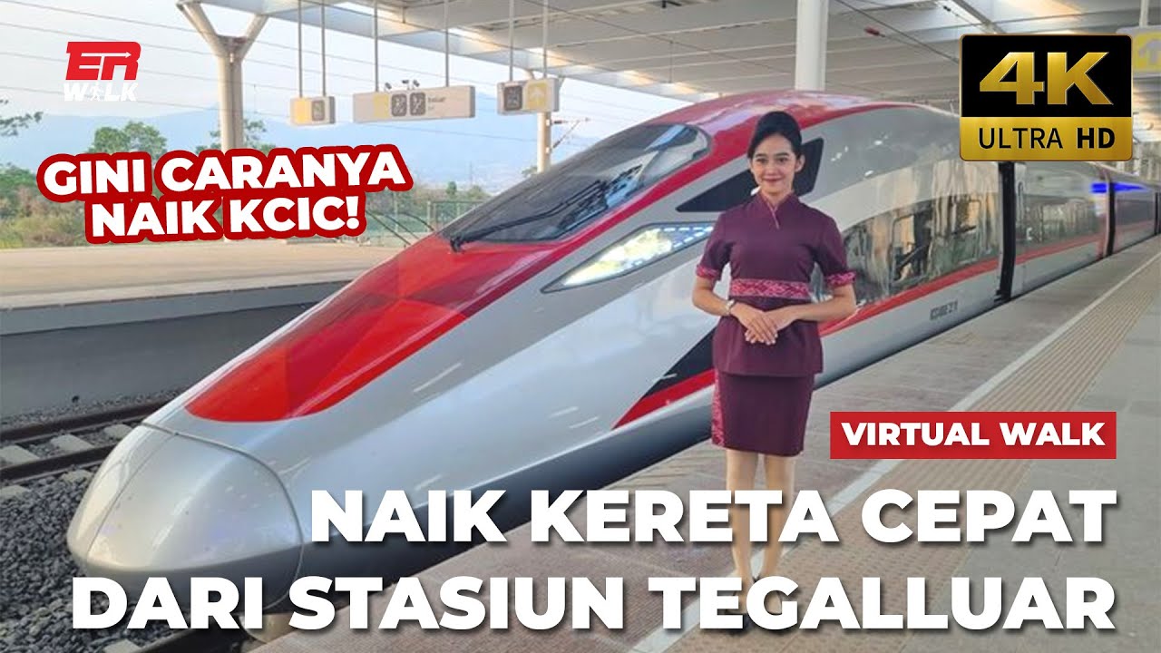 Nyobain Naik KERETA CEPAT JAKARTA BANDUNG WHOOSH via Stasiun Tegalluar ke Jakarta! KCIC #ERWALK4K