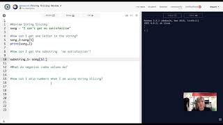 Lesson 3 Part 2:  Review String Slicing