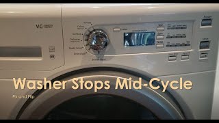 GE Washer stops mid cycle - water valve test and replace