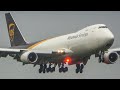 BOEING 747 LANDING during a RAIN SHOWER + MD11 LANDING with Rain drop ASMR (4K)
