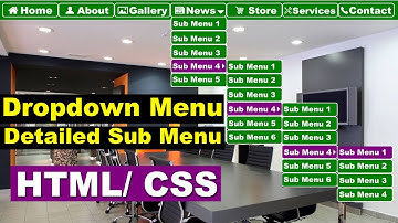 How To Make Drop Down Menu Using HTML And CSS in Hindi/ Urdu, Drop Down Menu with Sub Menu HTML/ CSS