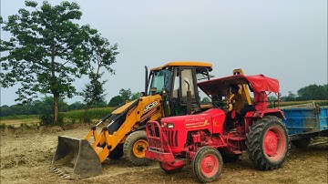 Mahindra Tractor Trolley Amazing loading soil over loading using by JCB Backhoe 3dx machine || JCB